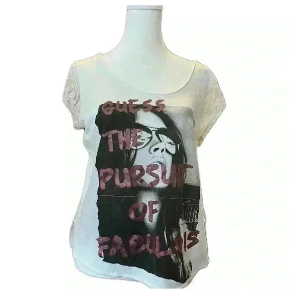 Guess Los Angeles Guess the Pursuit of Happiness Tee Top Large - Picture 1 of 5